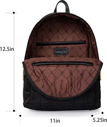 Vista 7 de Montana West Mochila Wrangler para mujer, mochila acolchada para uso casual, Negro (Black Backpack), Classic