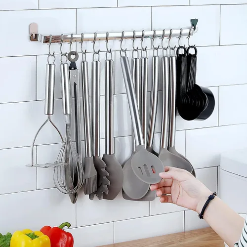 Vista 3 de Kyraton - Juego de utensilios de cocina de silicona de 38 piezas con estante para utensilios, juego de espátula de cuchara, utensilios de cocina 1.