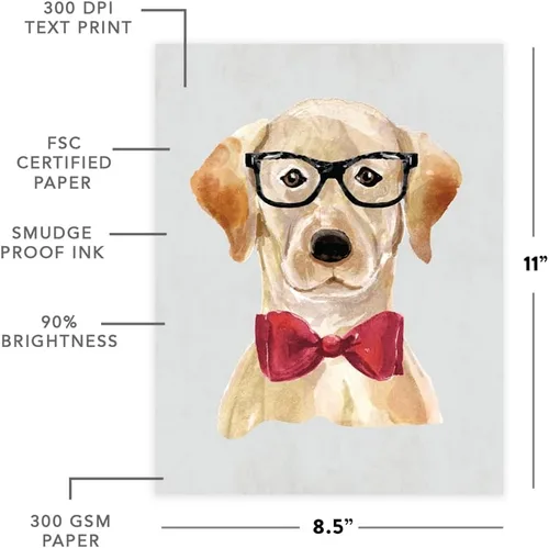 Vista 90 de Andaz Press Póster impreso para pared de perro, 8.5 x 11 pulgadas, Bulldog inglés con gafas negras, 1 paquete, regalo de cumpleaños de Navidad, sin