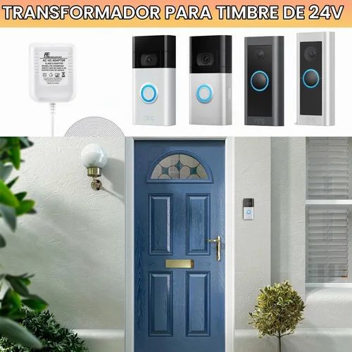 Vista 3 de Transformador de Timbre 24V Adaptador para Ring Video Doorbell, Fuente de Alimentación Cable C de 16.4 pies de Largo, Compatible con Ring, Nest