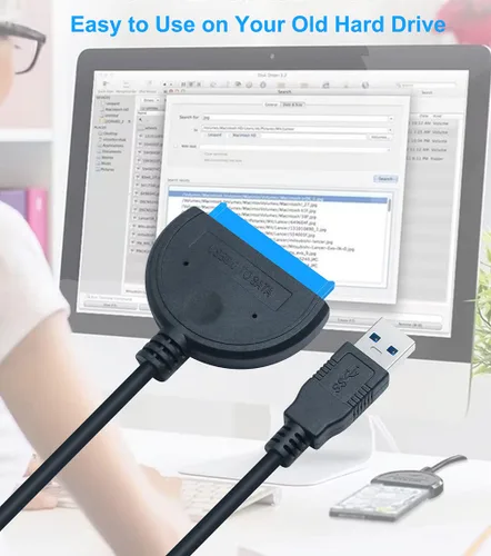 Vista 4 de DTECH Cable adaptador SATA a USB 3.0 para disco duro SSD HDD de 2.5 pulgadas a computadora PC portátil 5Gbps Superspeed compatible con conector SATA