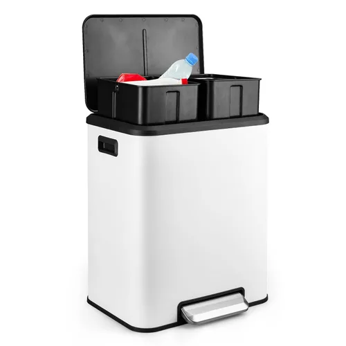Vista 13 de GAOMON Cubo de Basura Dual Rectangular, Papelera de Acero Inoxidable con Tapa, 30 Litros (2 X 15 L), Papelera con Combinación de Reciclaje, Tapa