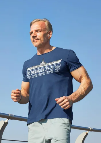Vista 3 de Military Productions, Inc. USS Bennington CVS-20 Camiseta oficial oficial de la Armada de los EE.UU. Aircraft Carrier hombres camiseta de manga corta