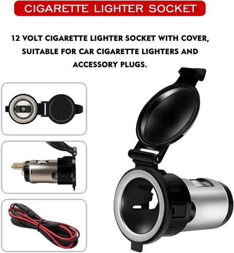 Vista 4 de Enchufe para encendedor de cigarrillos, adaptador de encendedor de cigarrillos de automóvil DC 12V/24V con cable de extensión, reemplazo de enchufe
