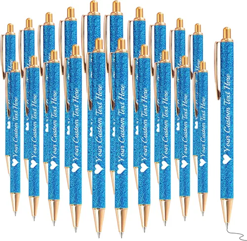 Vista 33 de Bolígrafos con purpurina personalizados con nombre, bolígrafos bonitos y bonitos personalizados, bolígrafos retráctiles de tinta negra, suministros