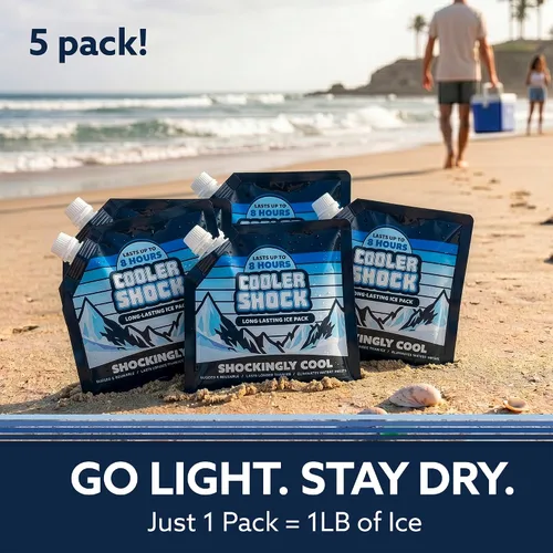 Vista 5 de Cooler Shock - Bolsas de hielo reutilizables para enfriadores - Paquetes de congelador fríos de larga duración para enfriadores y loncheras - Bolsas