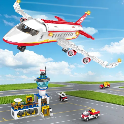 Vista 6 de Juego de construcción de avión de pasajeros de ciudad de 880 piezas