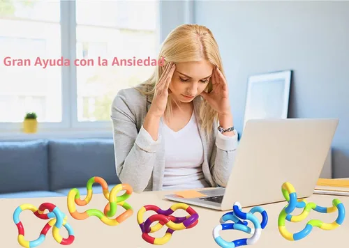 Vista 3 de Juguetes sensoriales fidget - 6 piezas de juguetes fidget retorcidos multicolor para adultos, niños y niñas para relajación, alivio del estrés