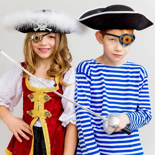 Vista 5 de Eurzom 8 piezas de parches oculares para niños, parche ocular ajustable y reutilizable, lindo para niñas y niños, con correa elástica para el parche