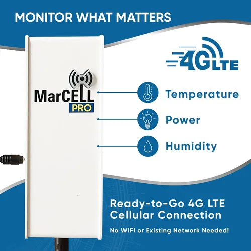 Vista 2 de MarCELL PRO - Monitor remoto de temperatura, humedad y potencia de nivel profesional, no necesita WiFi (utiliza la red de AT&T) - RV, sala de redes