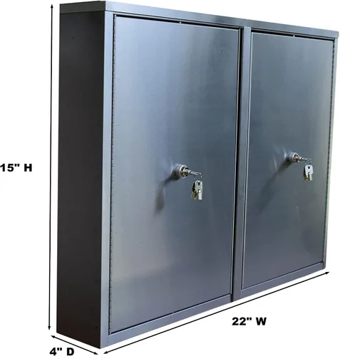 Vista 2 de Omnimed 181801 Gabinete de narcóticos doble doble puerta con 8 estantes, 4"/poco profundo
