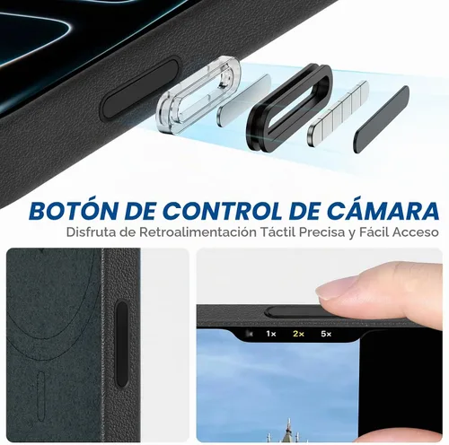 Vista 4 de SHIELDON Funda de piel auténtica para iPhone 17 de 6.3" 2025, color negro
