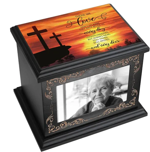 Vista 8 de Urnas de cremación para cenizas humanas de adultos, masculinas o femeninas, urnas conmemorativas funerarias para cenizas con marco para fotos, caja