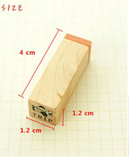 Vista 2 de Paquete de 25 sellos pequeños de goma de madera en forma de vida feliz verde con caja para tarjetas de manualidades y álbum de fotos (verde)