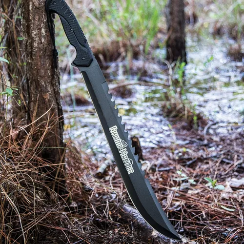 Vista 4 de Swamp Master Machete Knife Funda incluida Hoja de acero inoxidable Mango de TPU texturizado Cordón Longitud total de 24 pulgadas