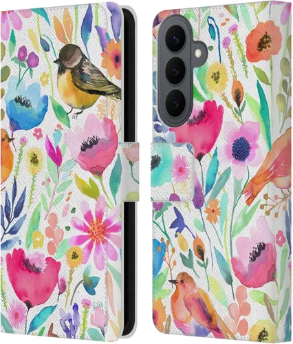 Vista 205 de Head Case Designs Officially Licensed Ninola Brushstrokes Black Summer Patterns Leather Wallet Case Compatible with Samsung Galaxy A07 4G