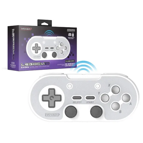 Vista 4 de Retro-Bit Legacy 16 Wireless 2.4GHz Controller for SNES, Switch, PC, MacOS, RetroPie, Raspberry Pi and Other USB Devices (Classsic Gray)