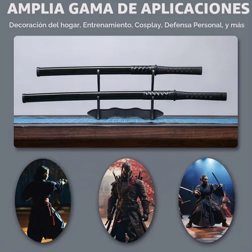 Vista 4 de RTCT - Espada katana de polipropileno para entrenamiento Samurái, juego de 2 piezas with Display Stand High Intensity Training Plastic Knife