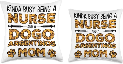 Vista 3 de Dogo Argentinos Gift for Women & Mom Busy Being Nurse Dog Mother-Dogo Argentinos Mom - Almohada de 16 x 16 pulgadas, multicolor