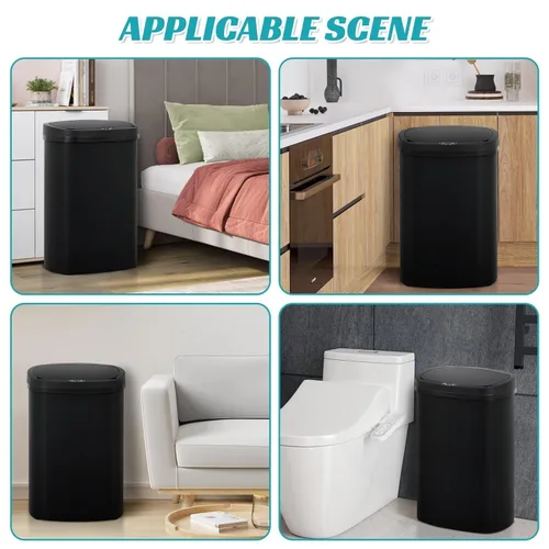 Vista 8 de Basurero automático de cocina de 13 galones con tapa, diseño sin contacto y silencioso con control de olores, para cocina dormitorio oficina