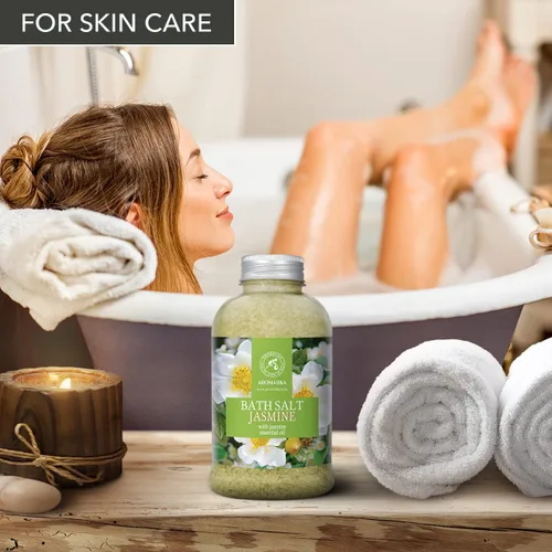 Vista 8 de Sal marina de baño jazmín de 21.16 onzas – Sales de baño con aceite esencial de jazmín para baño – baño relajante – Cuidado corporal – Relajación