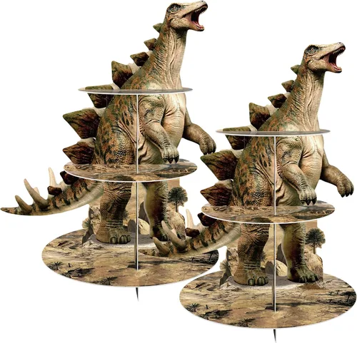 Vista 9 de Stegosaurus - Soporte para cupcakes de dinosaurio, 3 niveles, decoración