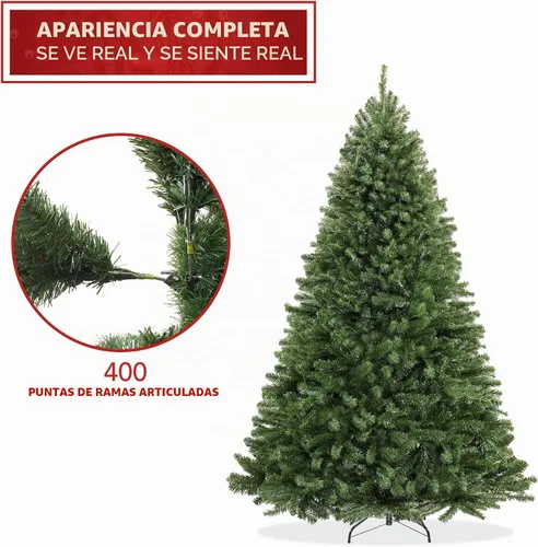 Vista 3 de Casafield Árbol de Navidad artificial realista de abeto verde sin iluminación de 4.5 pies con soporte de metal resistente