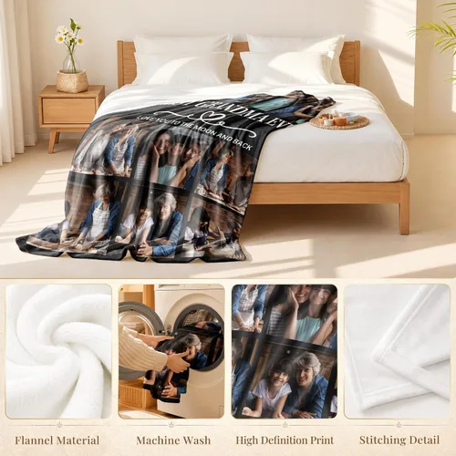 Vista 4 de Regalos para abuela, manta para el día de la madre, regalo para la abuela de parte de nietos, manta de fotos personalizada, mantas personalizadas