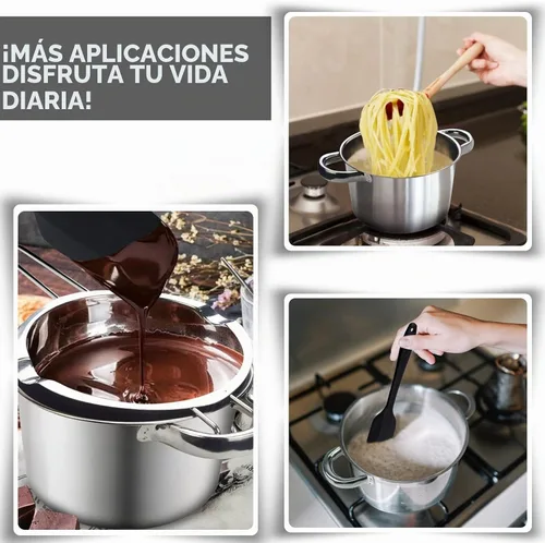 Vista 7 de Juego de olla de doble caldera, olla de fusión de chocolate de 600ml/0.5QT con olla de acero inoxidable 304 de 1.5QT, olla de fusión con espátula