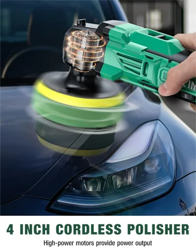 Vista 7 de KIMO Kit de Pulidora Inalámbrica para Coche 20V, Kit de Pulido de 25 Piezas, 6 Velocidades hasta 6000RPM / 2*Baterías de 2000mAh Pulidoras