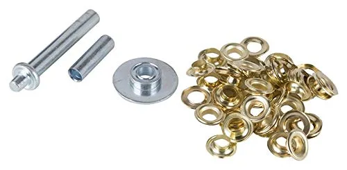 Vista 2 de Edward Tools Kit de ojales de 1/2 pulgada – Ojales de latón resistentes para lonas, tela, tienda de campaña, herramientas de ojal – Perforadora