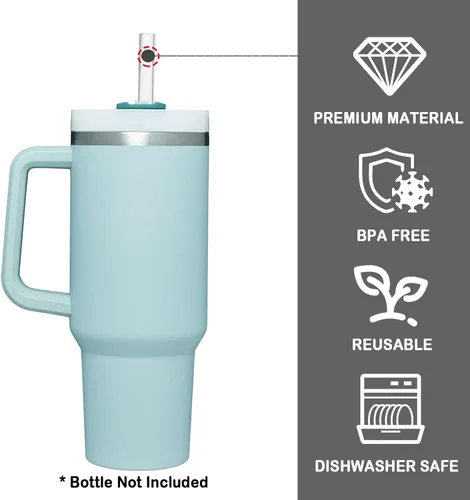 Vista 4 de Greant 8 popotes de silicona compatibles con vasos Stanley de 40 onzas, pajitas suaves compatibles con Stanley Cup Straw Straw de 12 pulgadas