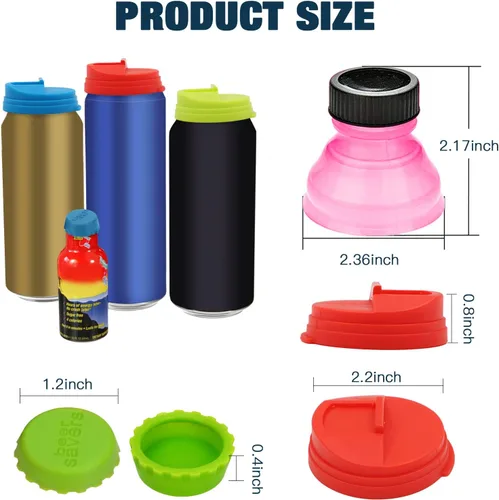 Vista 2 de ZOCONE Juego de tapas para botellas, 36 tapas de latas de refresco + tapas de latas + tapas de botellas de cerveza de silicona, tapas de botellas a
