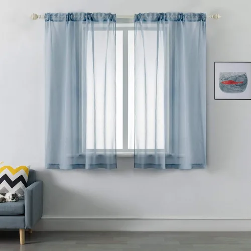 Vista 18 de DUALIFE - Cortinas transparentes de 54 pulgadas de largo, paneles de privacidad de gasa para ventanas, cortinas de lino semitransparentes