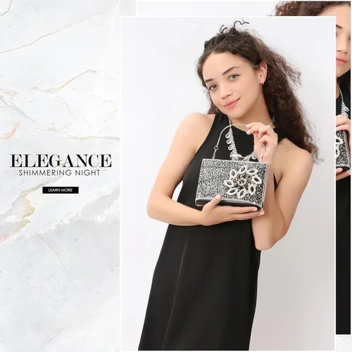 Vista 5 de Bolso de mano de cristal negro para mujer, bolso de noche con purpurina, bolso de lujo con borla de moda para boda, fiesta, baile de graduación