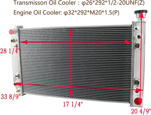 Vista 3 de Radiador de Aluminio para 1988-1999 Chevy GMC C/K/V/R 1500 2500 3500 Suburban Blazer 5.0L 5.7L V8 4.3L V6 3 Filas Núcleo Radiadores de Flujo Cruzado