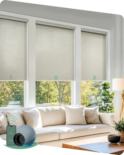 Vista 15 de Yoolax Persianas motorizadas con control remoto, persianas inteligentes opacas para ventanas, persianas enrollables motorizadas, persianas