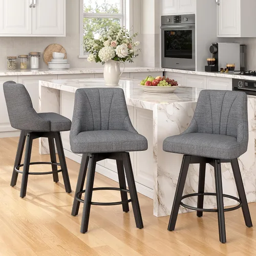Vista 18 de REONEY Counter Height Swivel Bar Stools, 24" Modern Upholstered Barstools