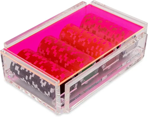Vista 15 de La Ficha - Juego de fichas de póquer, 100 fichas resistentes y resistentes, incluye 4 fichas de color para jugar, caja de acrílico hecha a mano