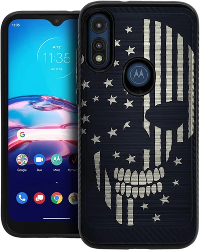 Vista 13 de CasesOnDeck Funda híbrida compatible con Motorola Moto E (2020) / Moto E [Armadura cepillada] Funda protectora delgada contra golpes