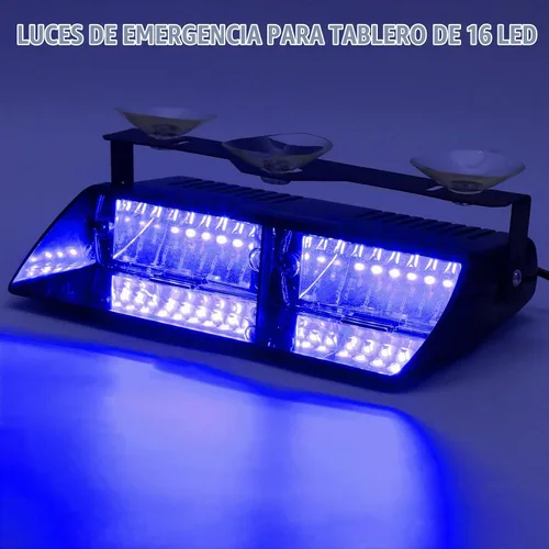 Vista 2 de Barra de luz estroboscópica de emergencia LED azul para salpicadero de policía, visera de parabrisas, bombero, luces de advertencia de seguridad