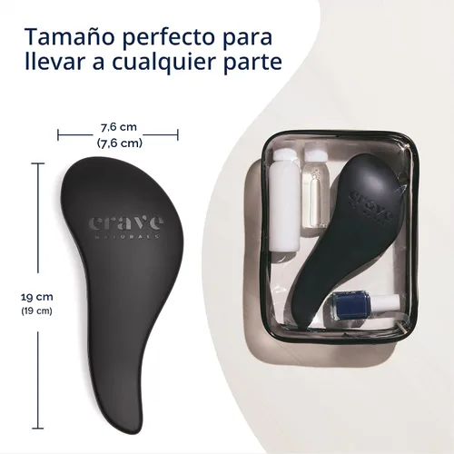 Vista 6 de Crave Naturals, Cepillo Desenredarte Deslizante para Resultados Definitivos, Niños y Adultos, Uso como Peine o Cepillo para Cabello, Color Negro