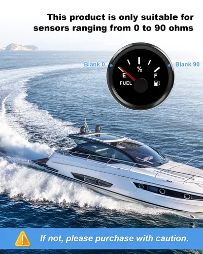 Vista 3 de ANODZU Medidor de combustible de 0 a 90 ohmios, esfera de 2.047 in, retroiluminación LED, impermeable, universal, para automóvil, barco, marino