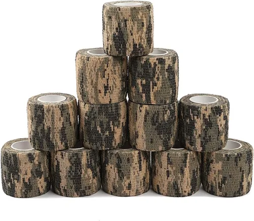 Vista 7 de Paquete de 12 vendajes autoadhesivos, cinta cohesiva de camuflaje (camuflaje beige)