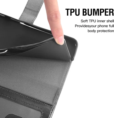Vista 5 de Asuwish Funda compatible con Samsung Galaxy A50, protector de pantalla de vidrio templado y funda de piel con tapa para tarjetero, accesorios