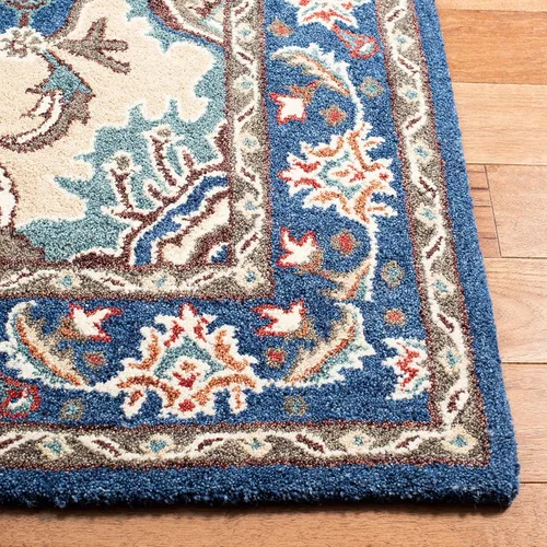 Vista 4 de SAFAVIEH Antiquity Collection - Alfombra de pasillo, 2 pies 3 pulgadas x 8 pies, azul y marfil, hecho a mano, lana oriental tradicional, ideal