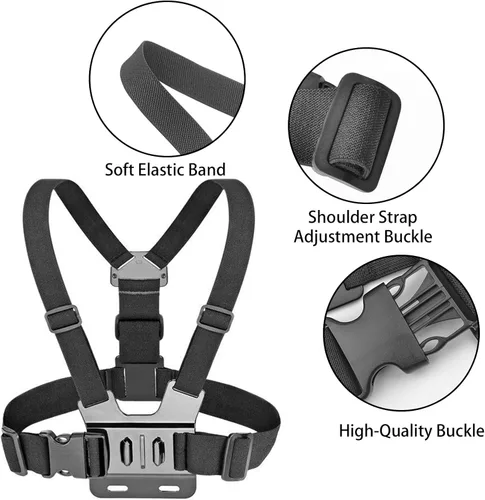 Vista 4 de Soporte ajustable para arnés de correa de pecho para teléfono celular, soporte de clip para iPhone, GoPro Hero, AKASO, DJI Osmo cámaras de acción