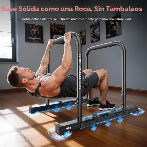Vista 2 de Sportsroyals Estación de barra de inmersión ajustable, barras paralelas y paralelas resistentes, soportes de inmersión estables de 400 libras