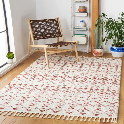 Vista 11 de SAFAVIEH Berber Fringe Shag Collection - Alfombra decorativa de 2 pies 2 pulgadas x 4 pies, color crema y gris oscuro, diseño que no desprende