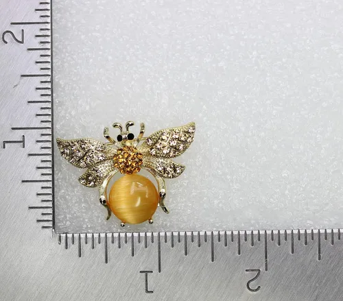 Vista 4 de Faship Broche de cristal con diamantes de imitación amarillos, Metal, Cristal